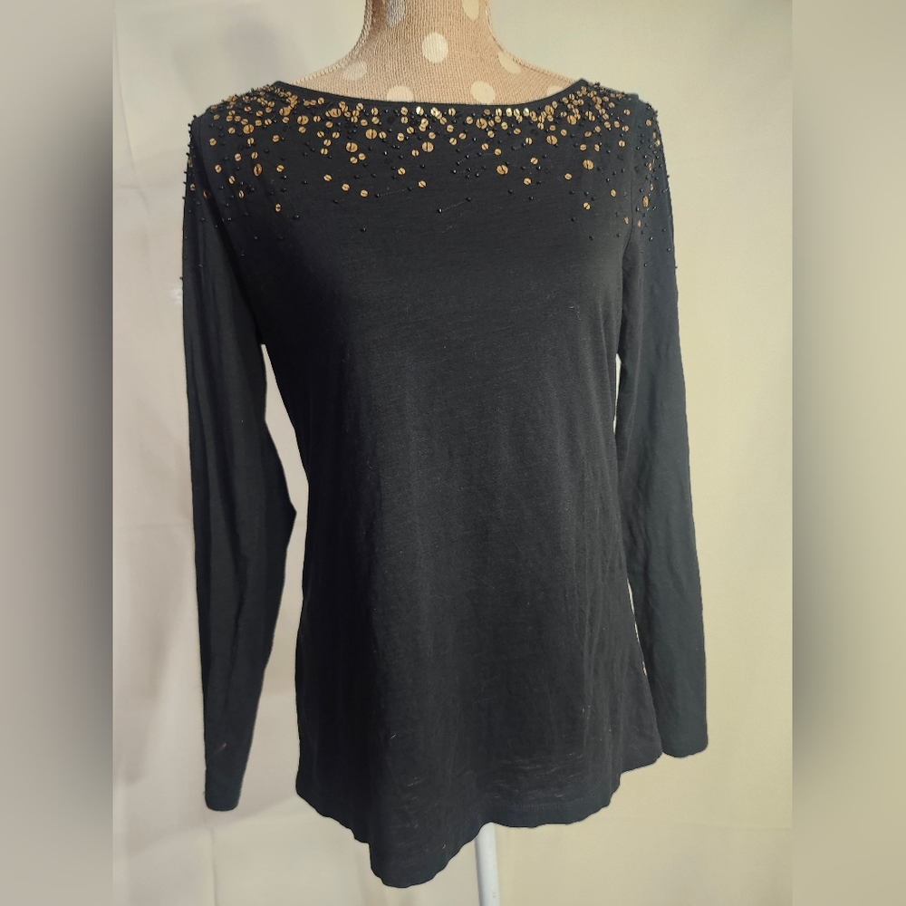 Ann Taylor Loft embellished long sleeved tee